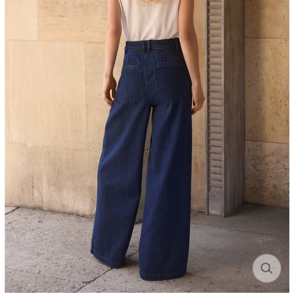 Wrap London wide leg soft jeans high rise tailored pleated ZU50 size 8 - Picture 4 of 13